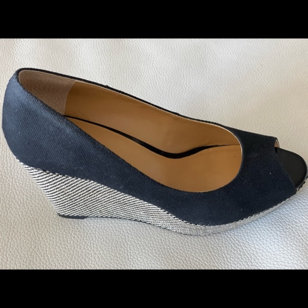 Nine West Black Open Toe Wedges Size 7.5 New With Box